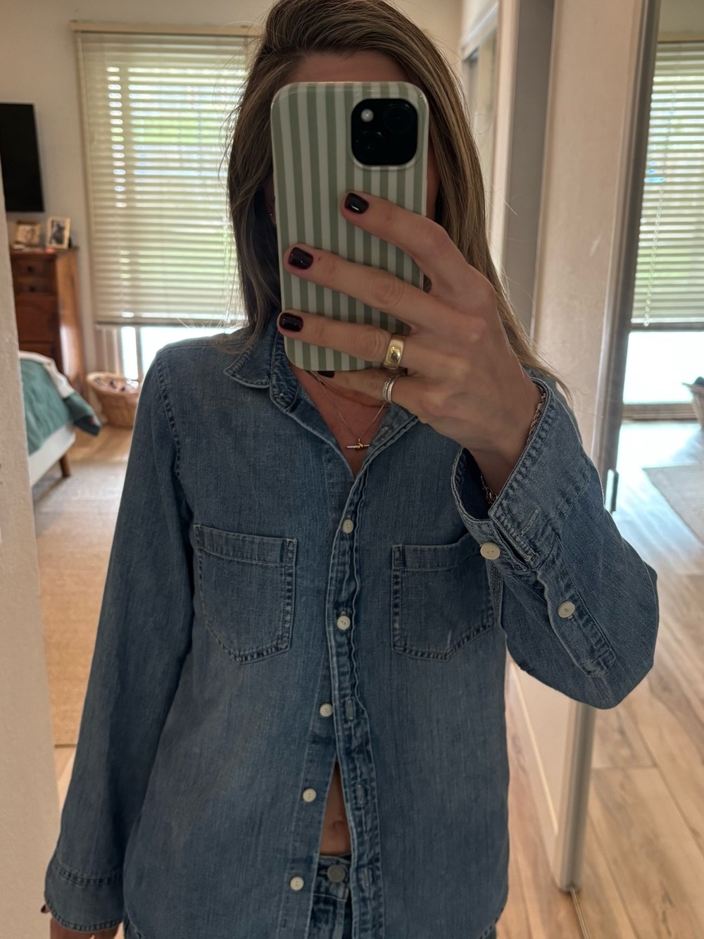 J Crew Chambray Denim Button-Front Women’s Jeans Shirt - Blue